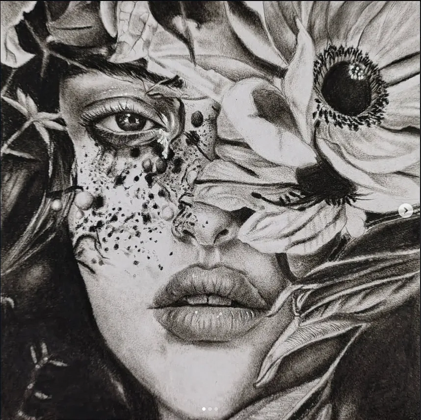 A face lost in florals...